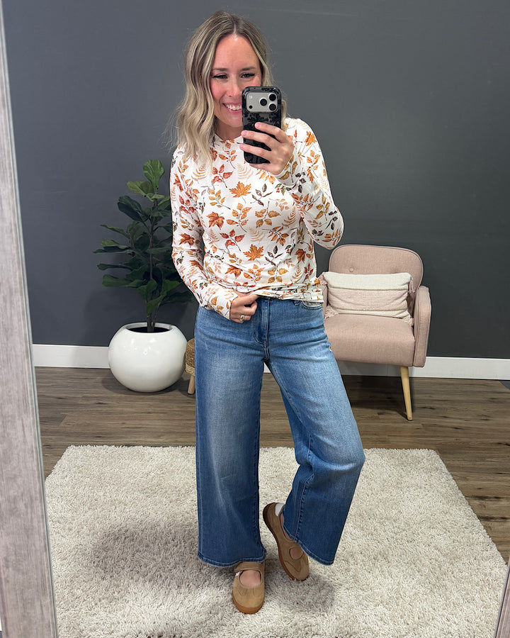 NEW! Blair Long Sleeve Top - Harvest Leaves