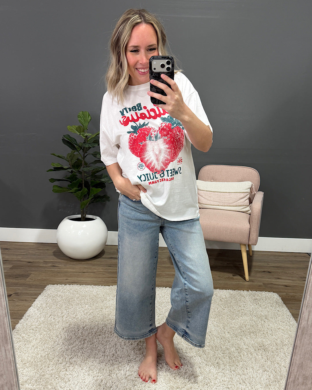 NEW! Berry Delicious Ivory Tee Tres Bien