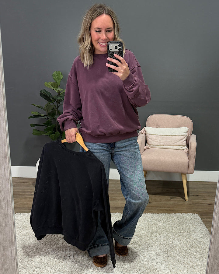 NEW! The Essential Drop Shoulder Sweatshirt - Dark Cherry