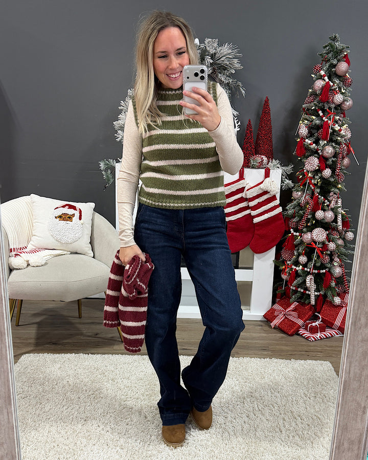 NEW! Jackie Wool Striped Sweater Vest - Wine