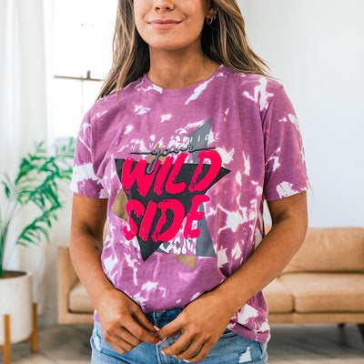 Wild Side Magenta Bleached Tee FINAL SALE  Southern Bliss   