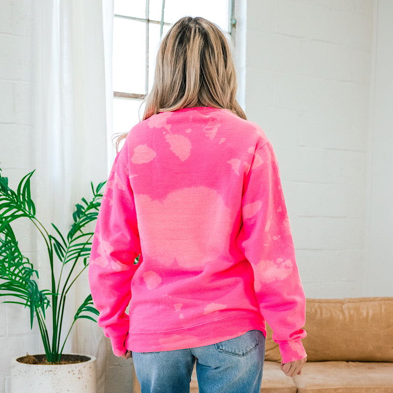 Give Love a Bad Name Pink Bleached Sweatshirt FINAL SALE  Southern Bliss   