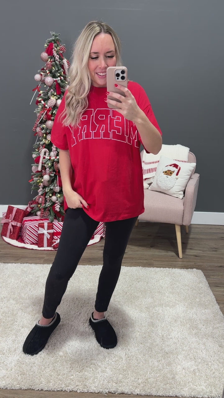 Merry Oversized Tee - Red FINAL SALE Tres Bien