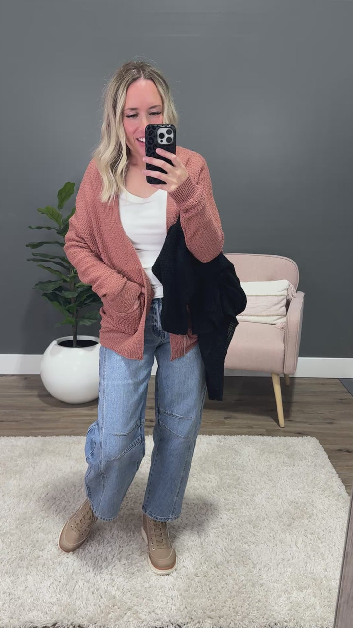 NEW! Blindsided Open Front Cardigan - Clay Be Cool