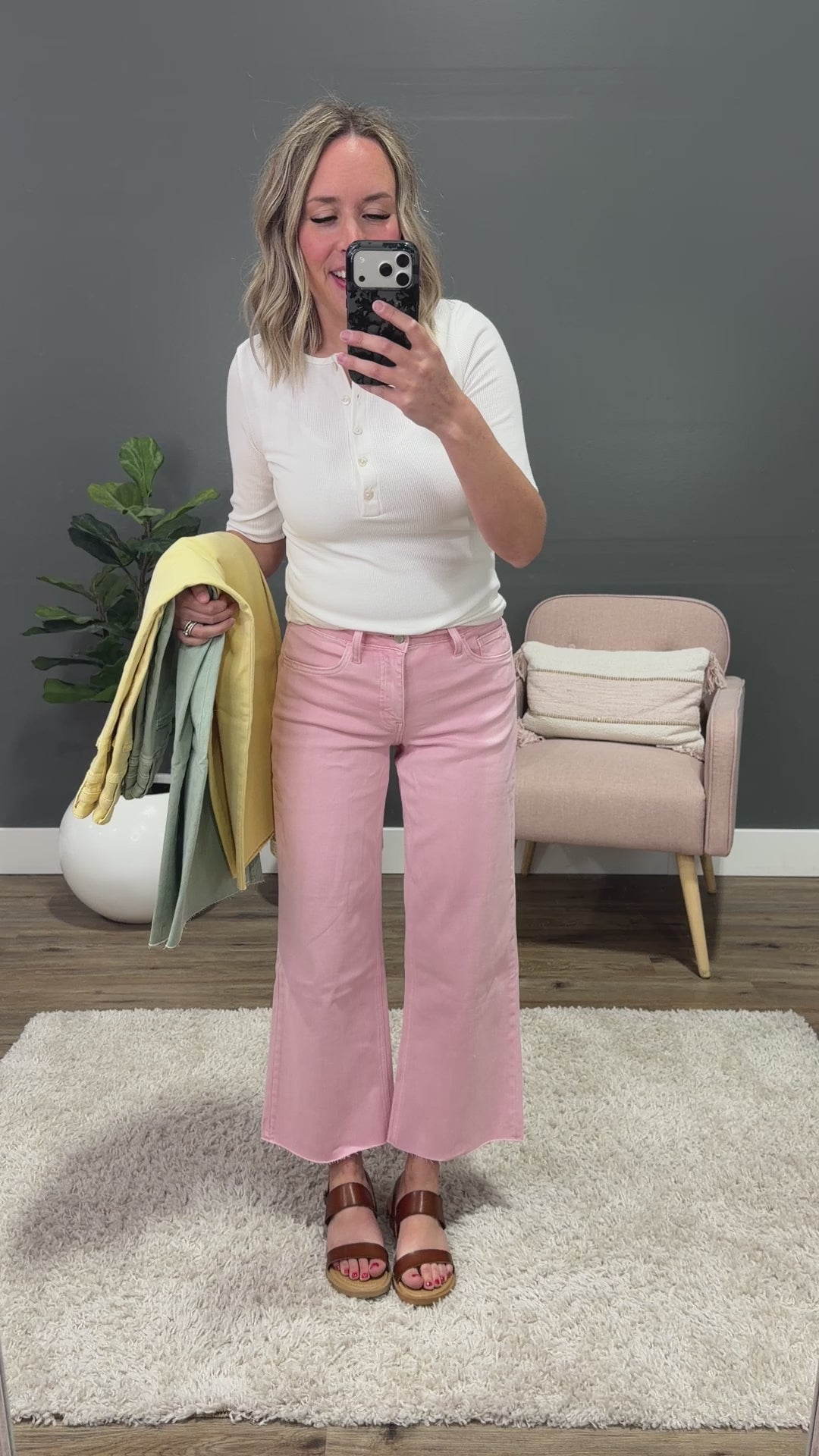NEW! Vervet Skye Wide Leg Non Distressed Crop Jeans - Baby Yellow