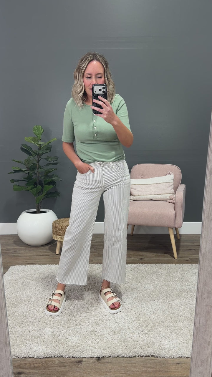 Vervet Andi Striped Cropped Wide Leg Jeans Vervet