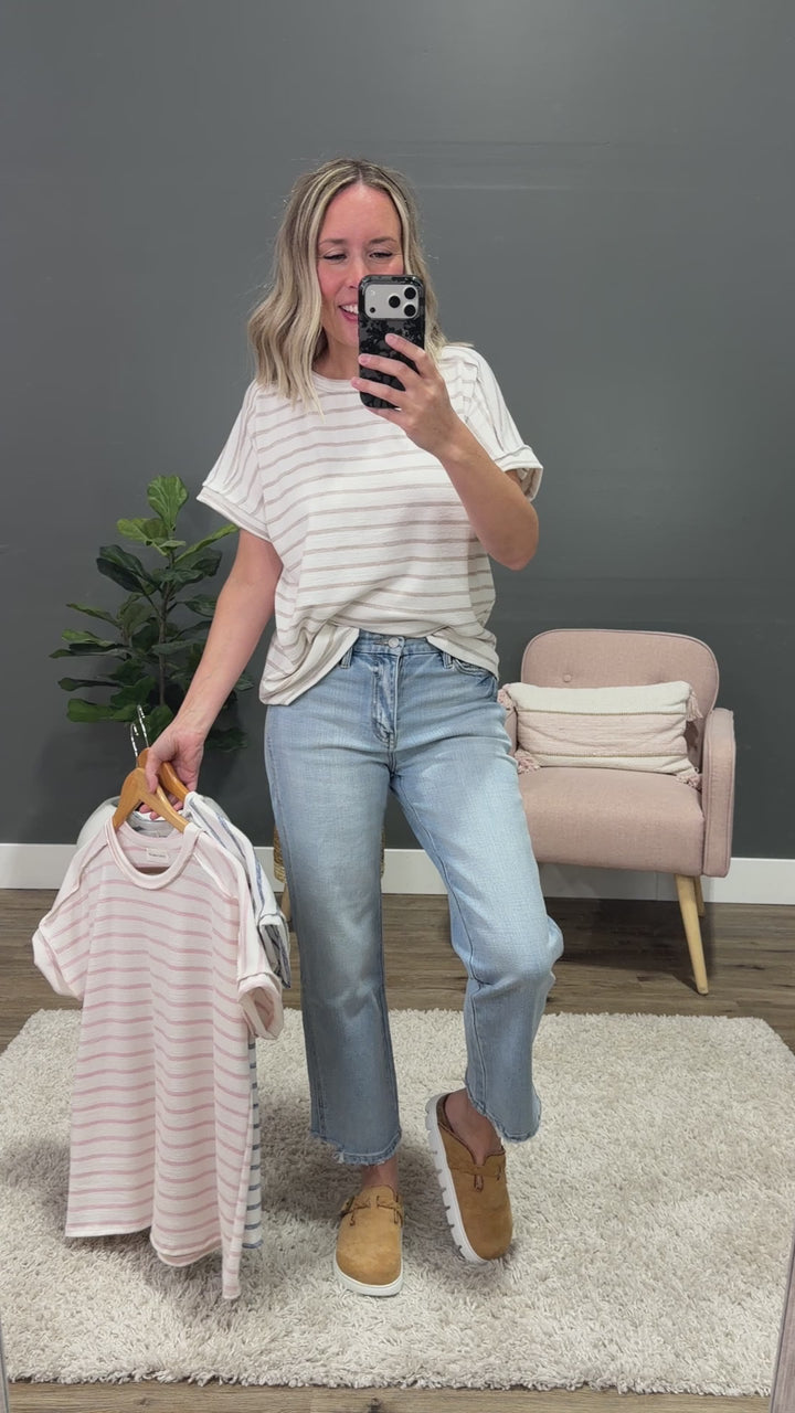 NEW! Madison Striped Top - Blush