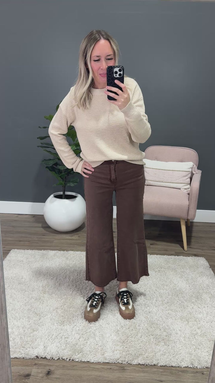 NEW! Mae Wide Leg Cropped Jeans - Mahogany