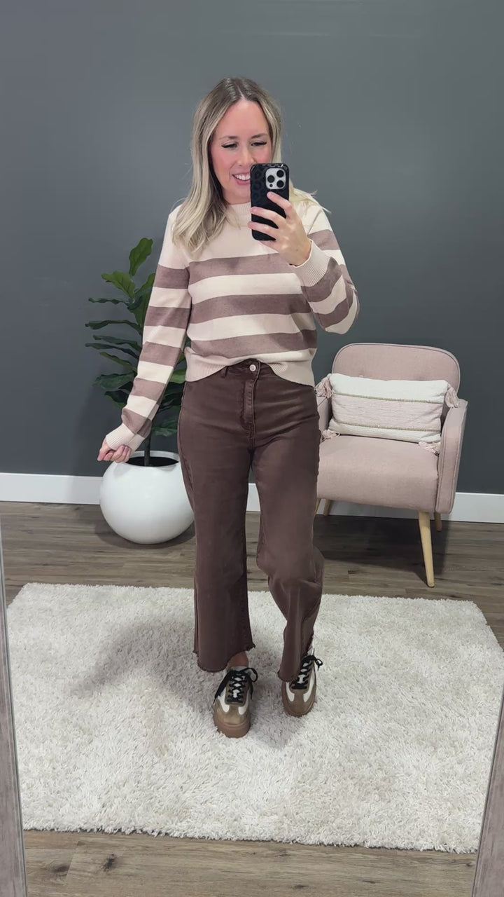 NEW! Gloria Striped Sweater - Cream & Mocha