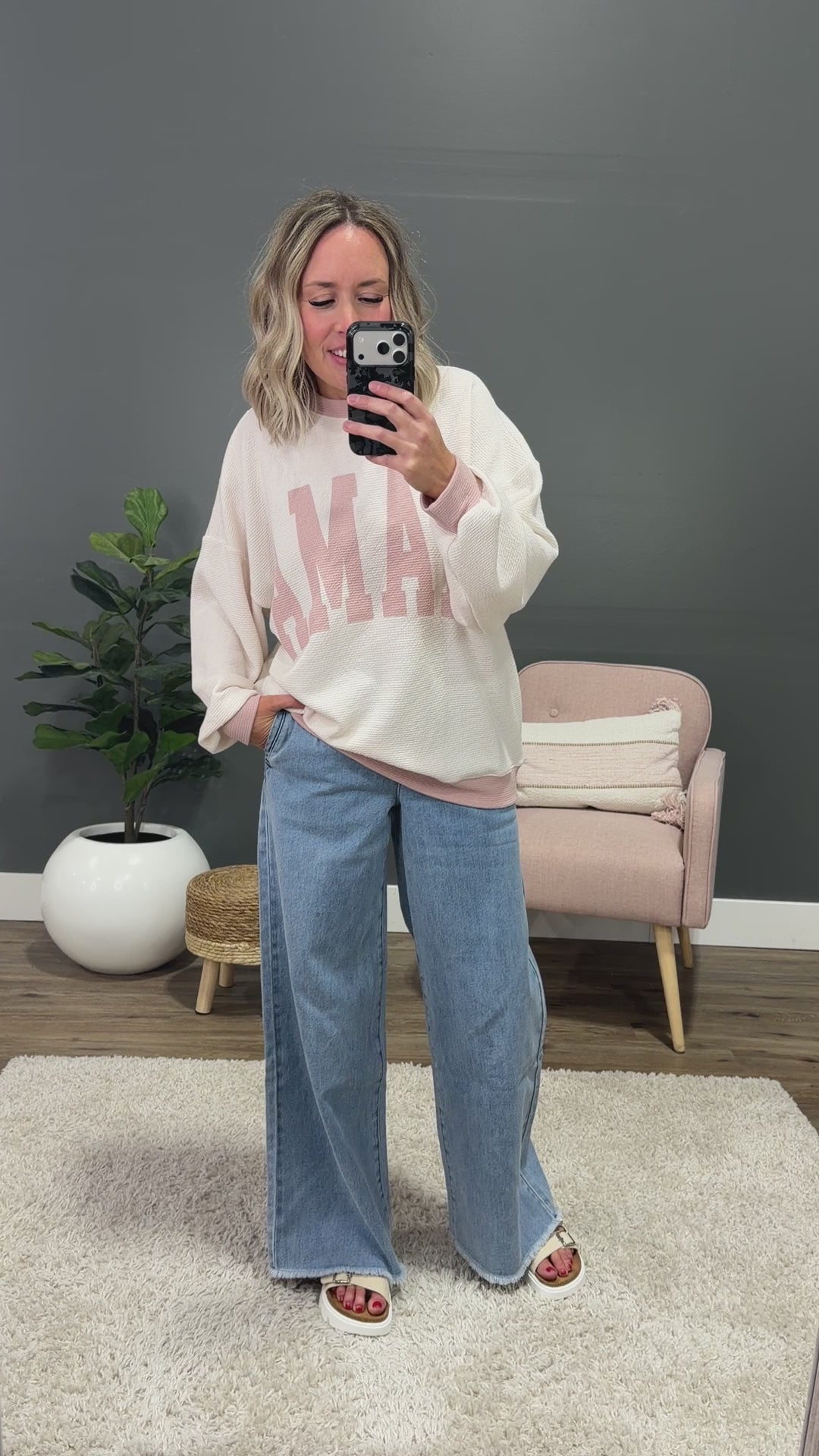 Mama Cloud Knit Long Sleeve Top - Cream & Rose Tres Bien