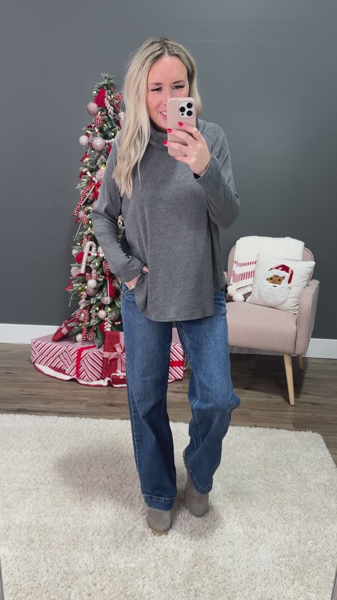 Jana Ribbed Turtleneck Top - Charcoal Sew In Love