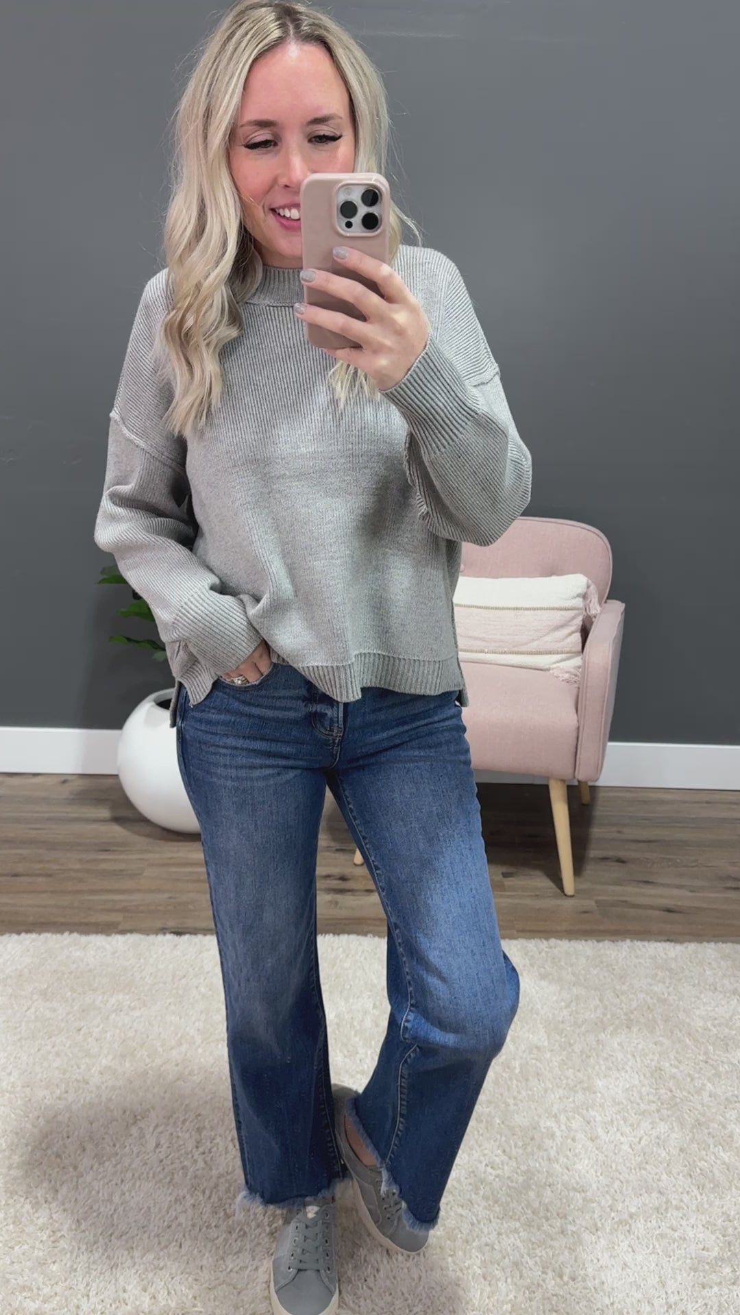 Danica Ribbed Knit Sweater - Heather Gray Be Cool