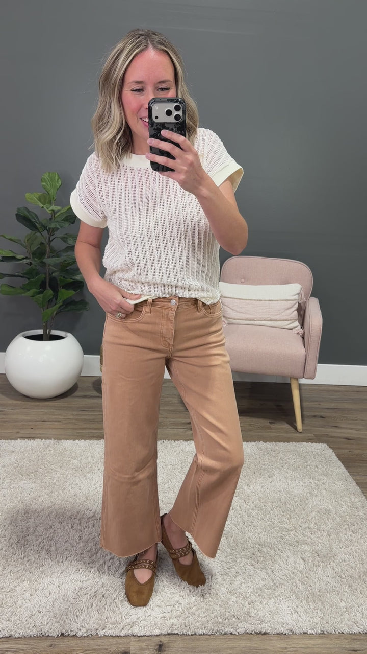 NEW! Liesel Textured Open Knit Top - Ivory