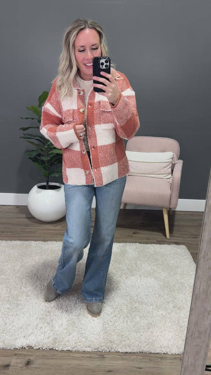 Fall Dreams Plaid Blanket Shacket - Rust
