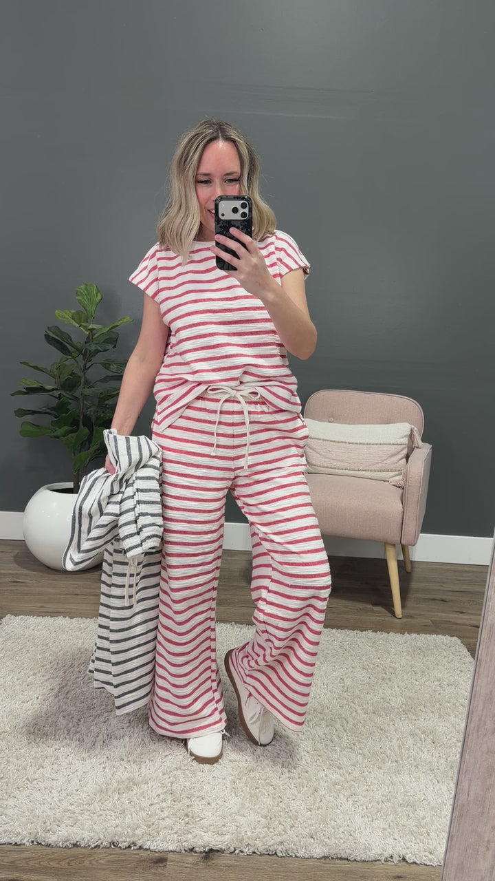 NEW! Harlow Striped Textured Knit Top - Navy Mine