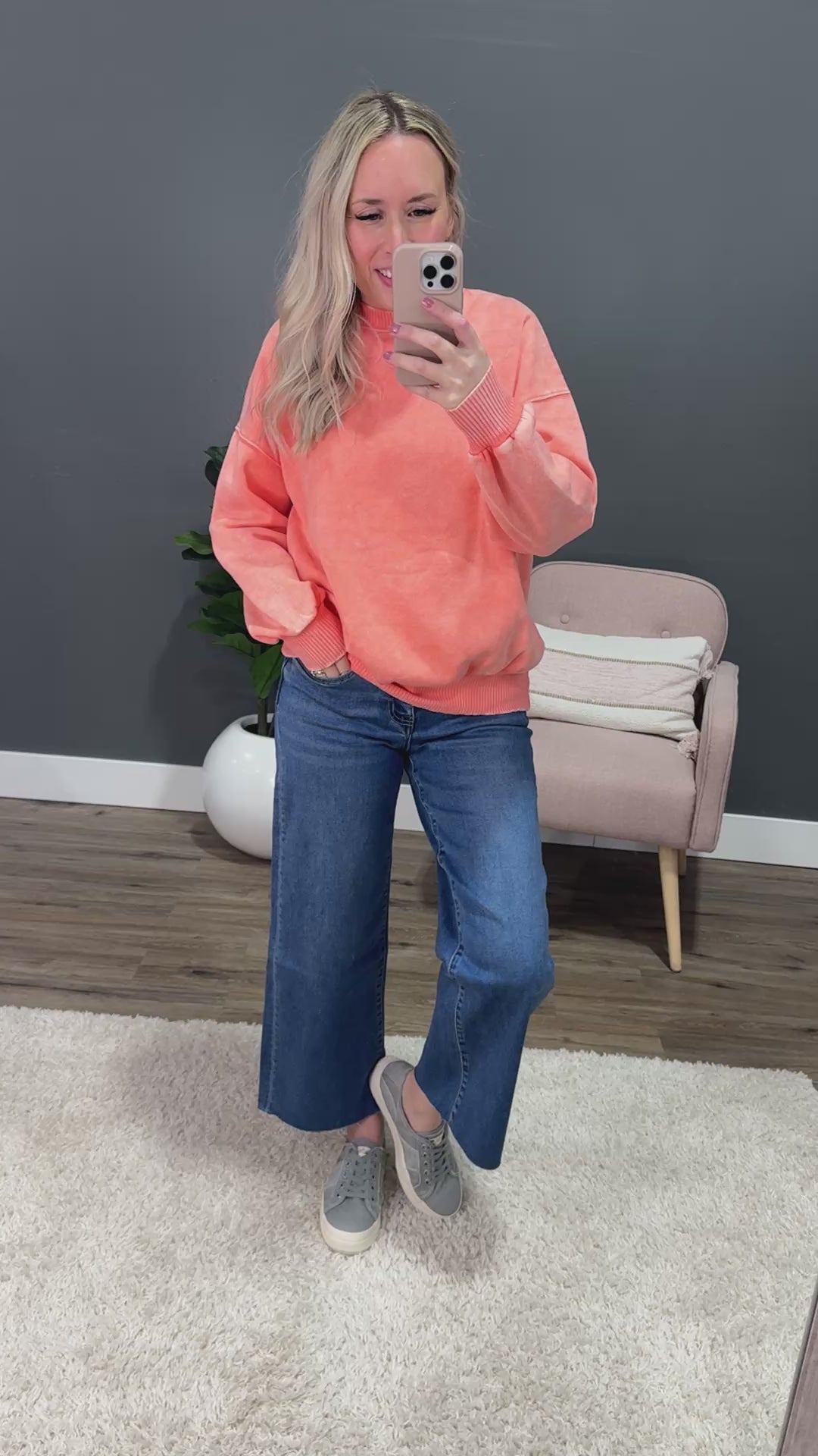 Boyfriend Crewneck Sweatshirt - Coral Zenana