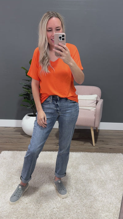 NEW! Cozy V Neck Top  - Orange