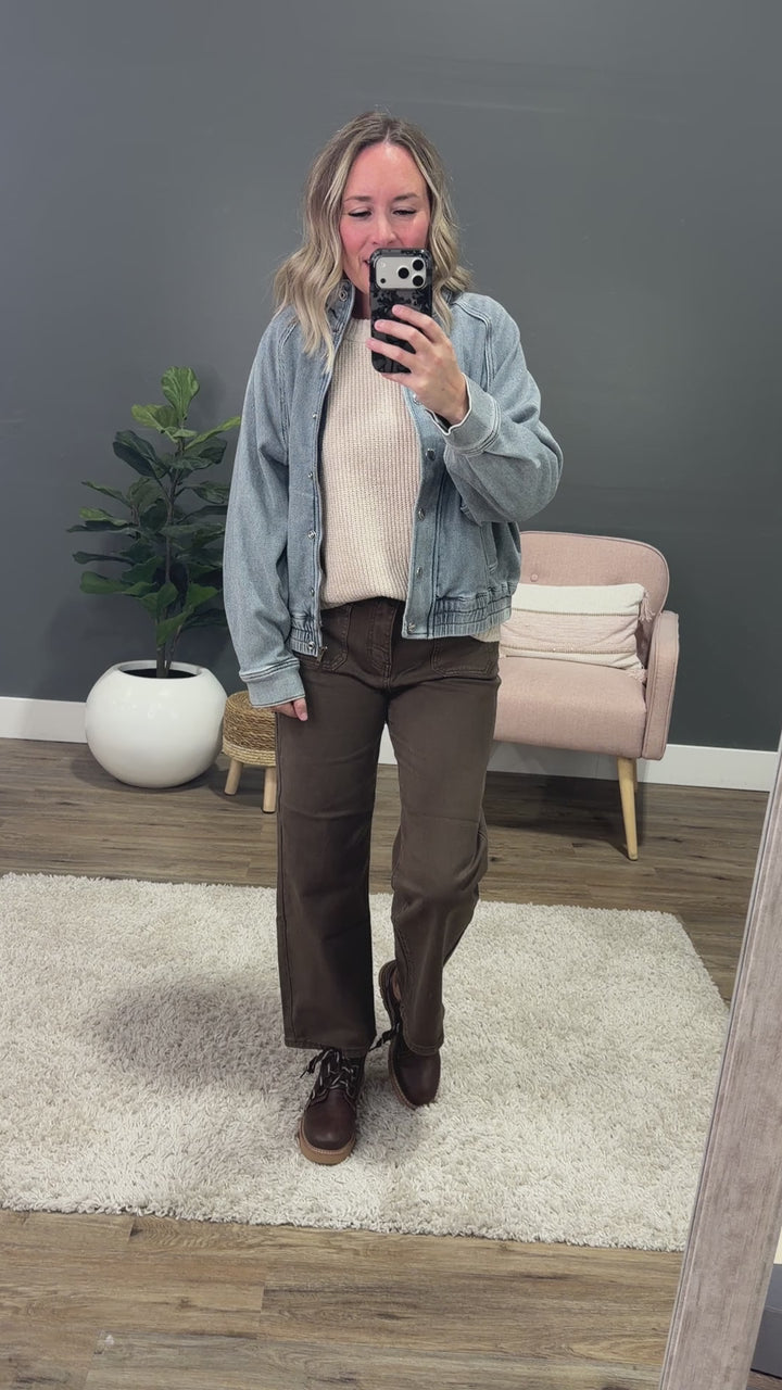 NEW! Judy Blue Bomber Denim Jacket