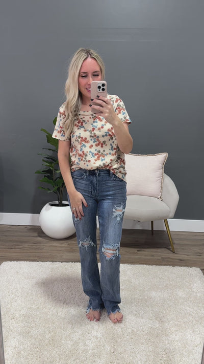 Fall Floral Baby Waffle Top - Cream FINAL SALE