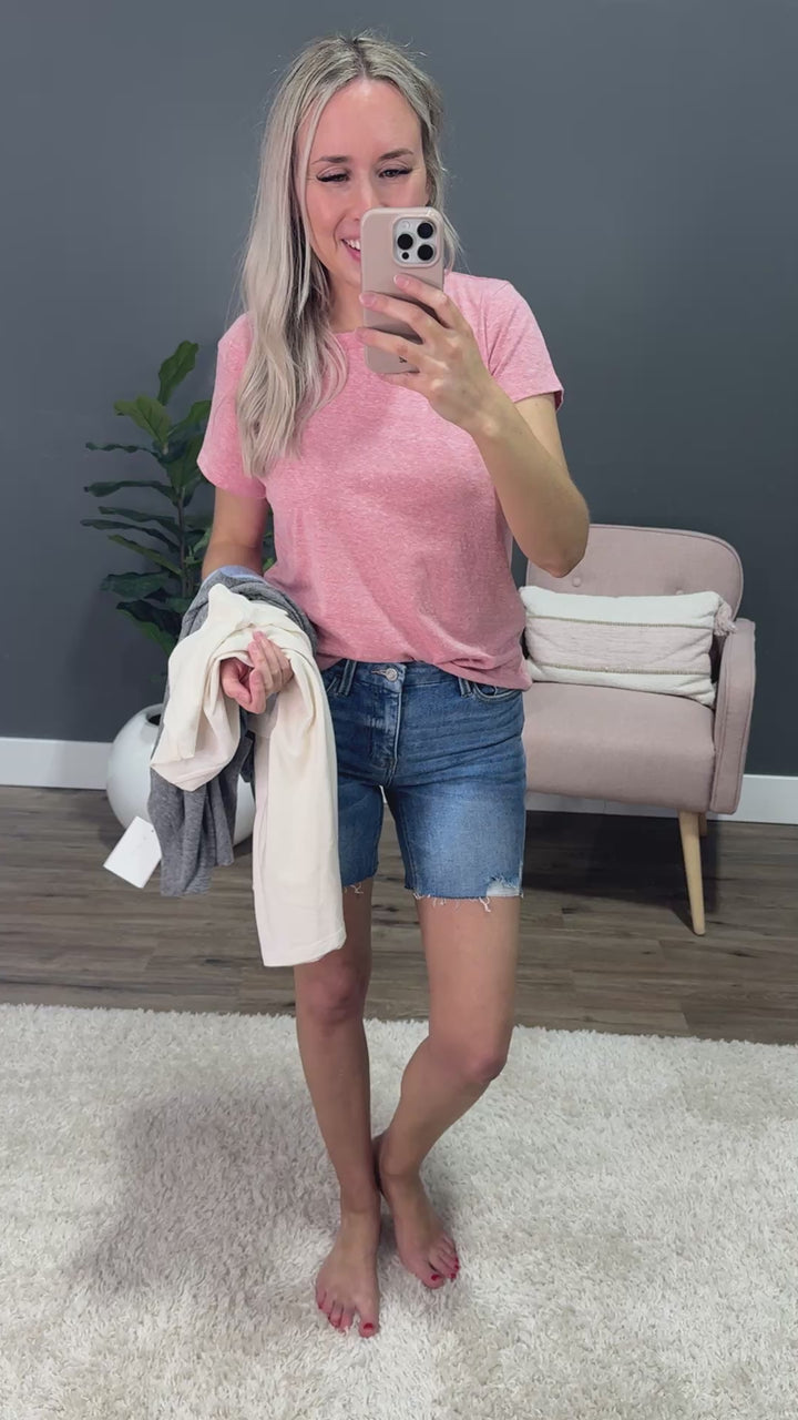 Be There Heathered Short Sleeve Top - Cotton Be Cool
