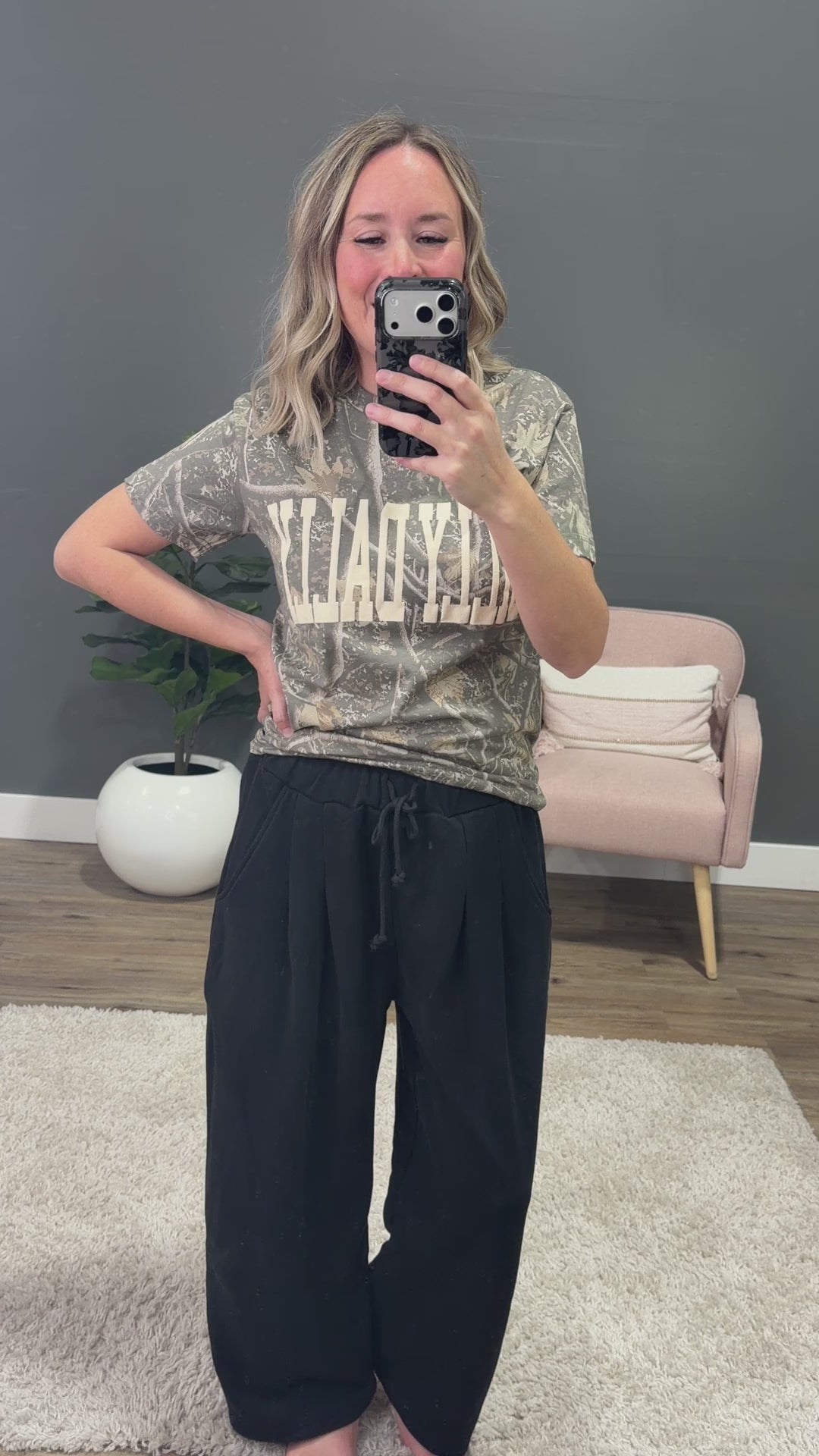 NEW! Dilly Dally Camo Short Sleeve Top
