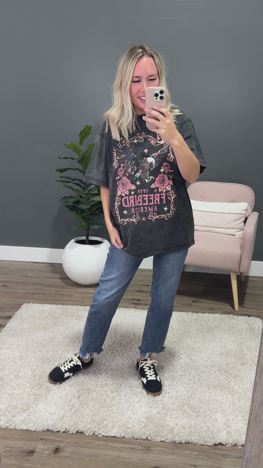 NEW! Free Bird America 1776 Black Mineral Wash Tee Zutter
