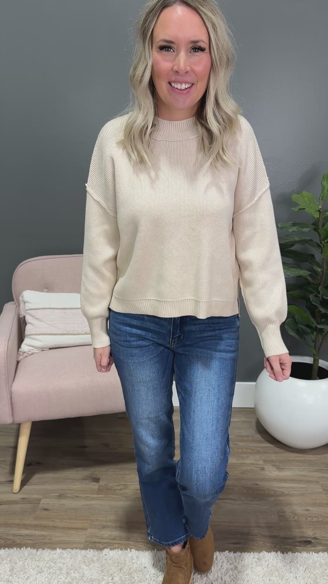 Danica Ribbed Knit Sweater - Natural