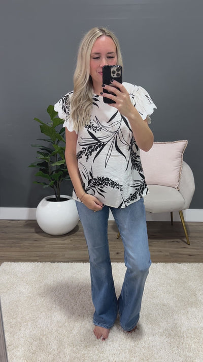 Tami Black Floral Flutter Sleeve Top FINAL SALE