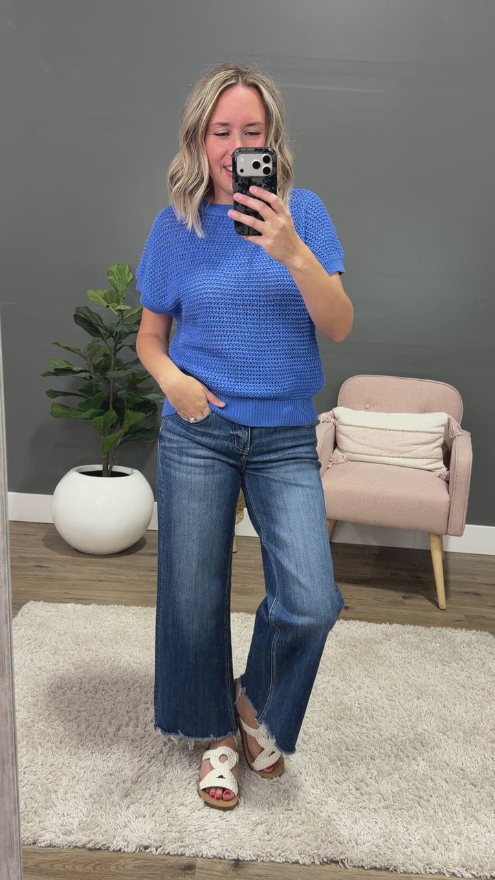 NEW! Nicole Crochet Knit Top - Royal Staccato