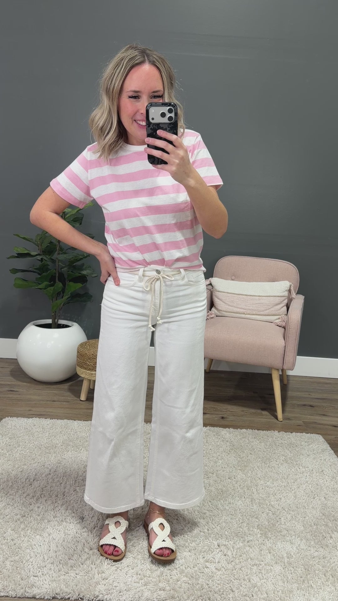 Briana Striped Knit Top - Blush & White Wishlist