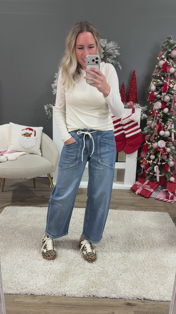 NEW! Vervet Dylan Drawstring Barrel Jeans Vervet