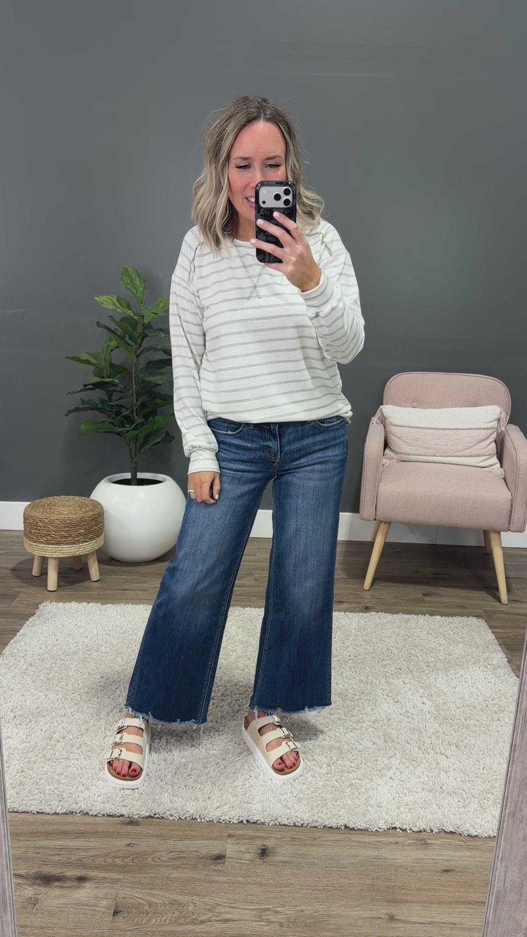 NEW! Jayla Striped Drop Shoulder Top - Sage Lovely Melody