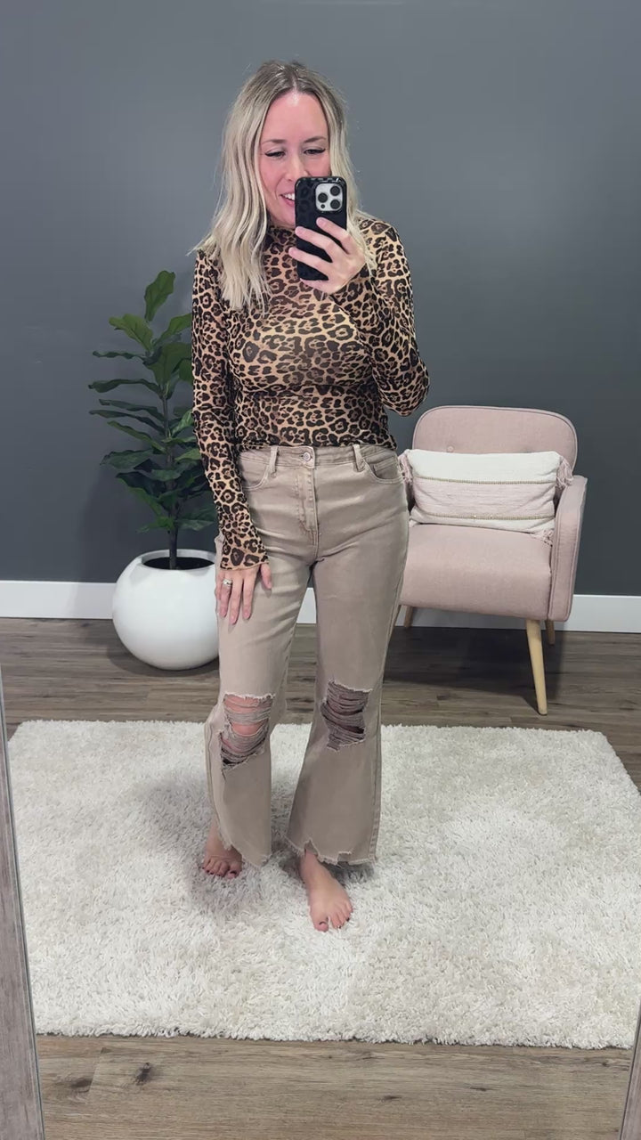 NEW! Gemma Long Sleeve Mesh Top - Leopard Very J