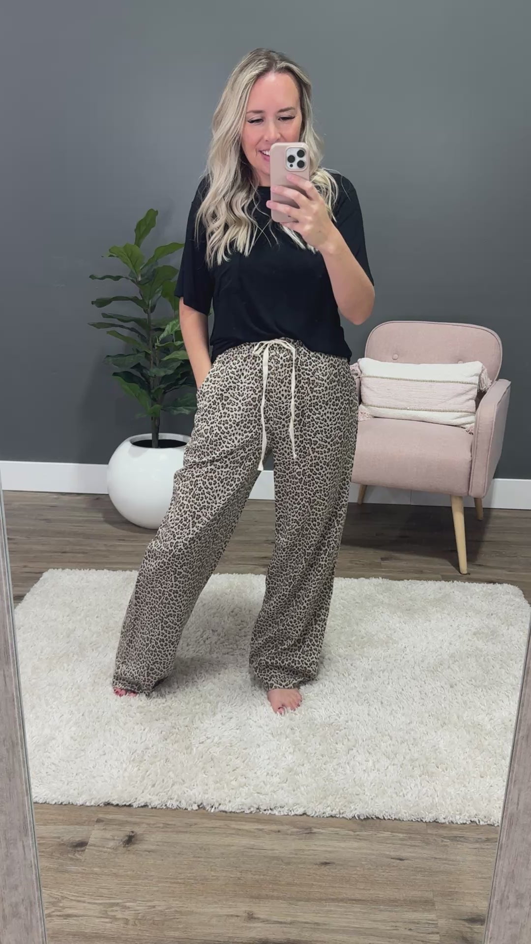 NEW! Corrine Leopard Wide Leg Linen Pants Very J