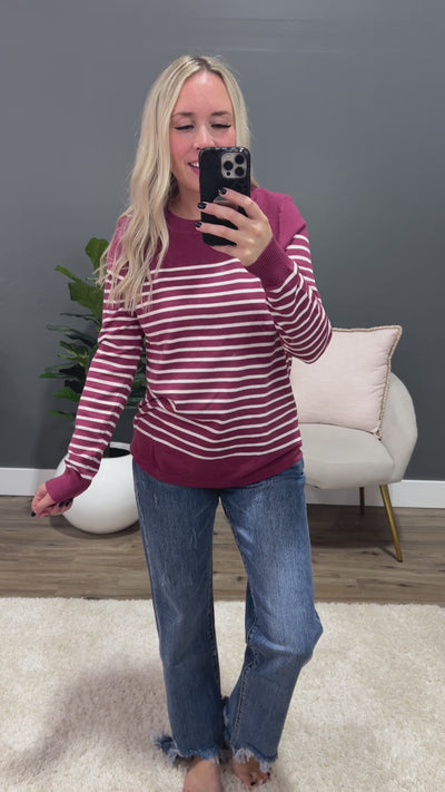 Josie Striped Sweater - Rosewood