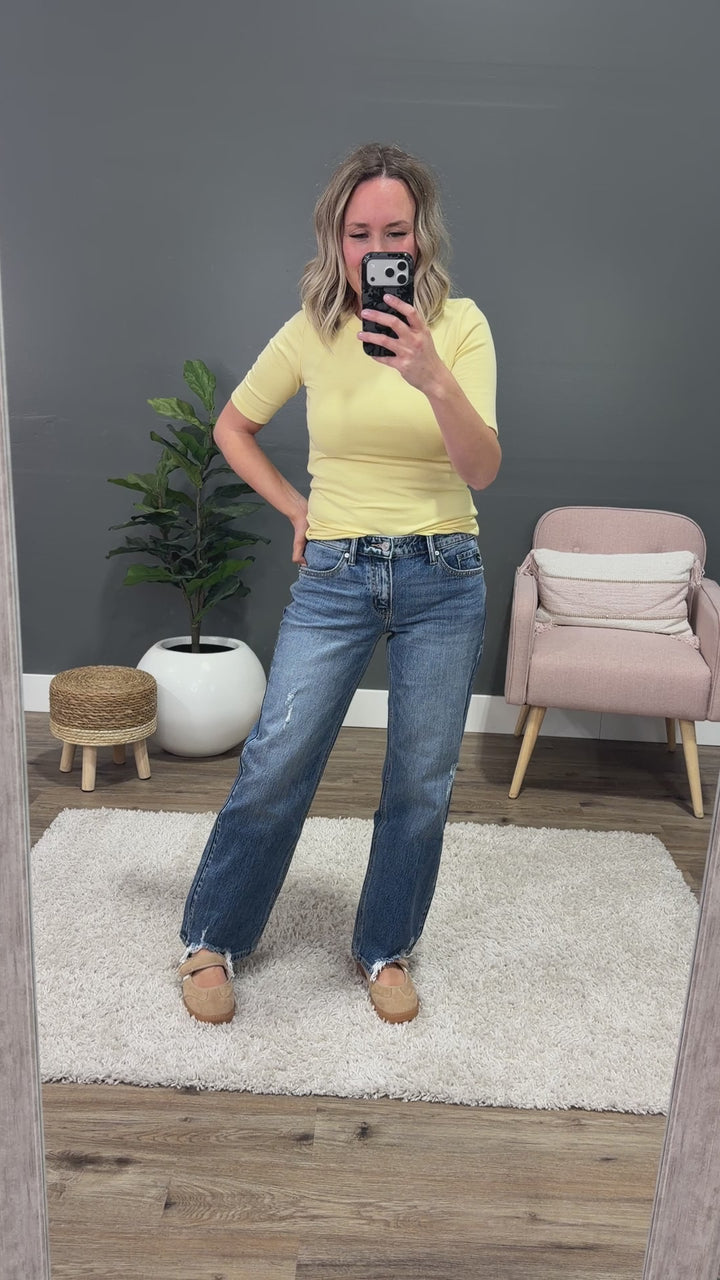 NEW! KanCan Misty Distressed Straight Jeans - Dark Wash