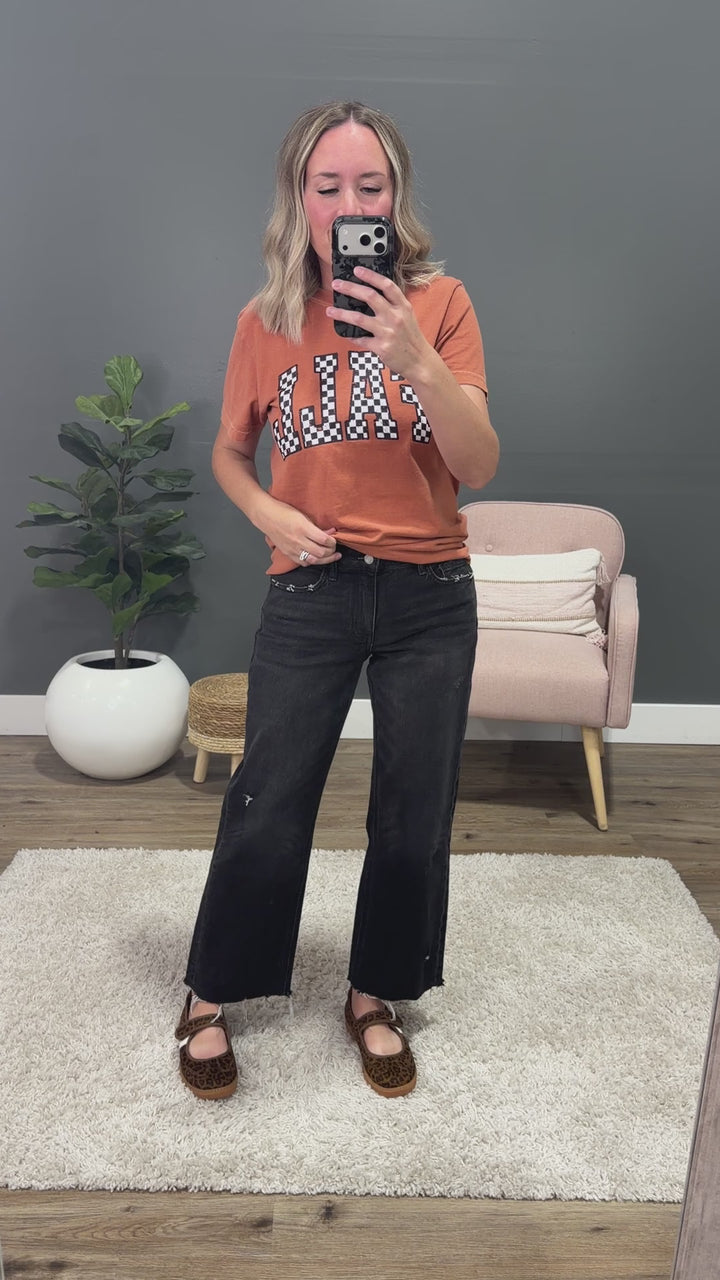 NEW! Vervet Carolina Fray Hem Slim Wide Leg Jeans - Black Vervet