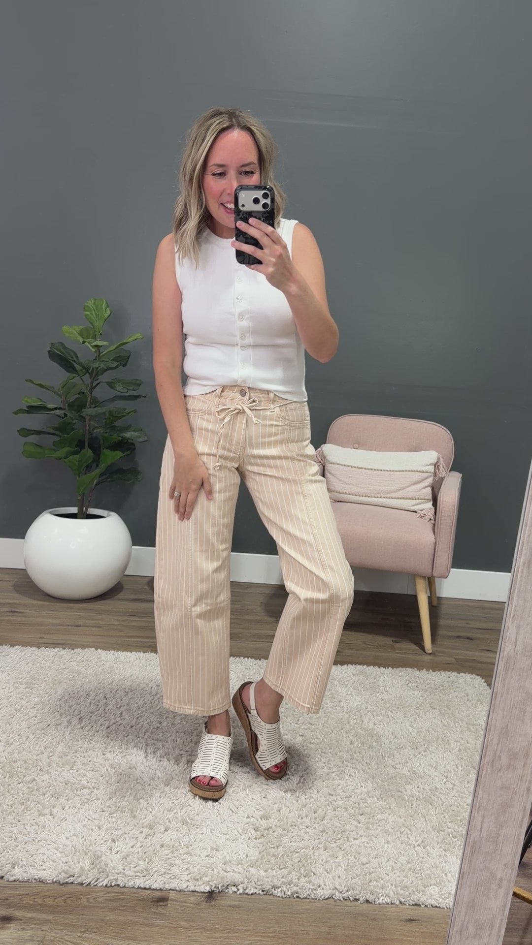 NEW! Lovervet Della Striped Barrel Jeans - Sand