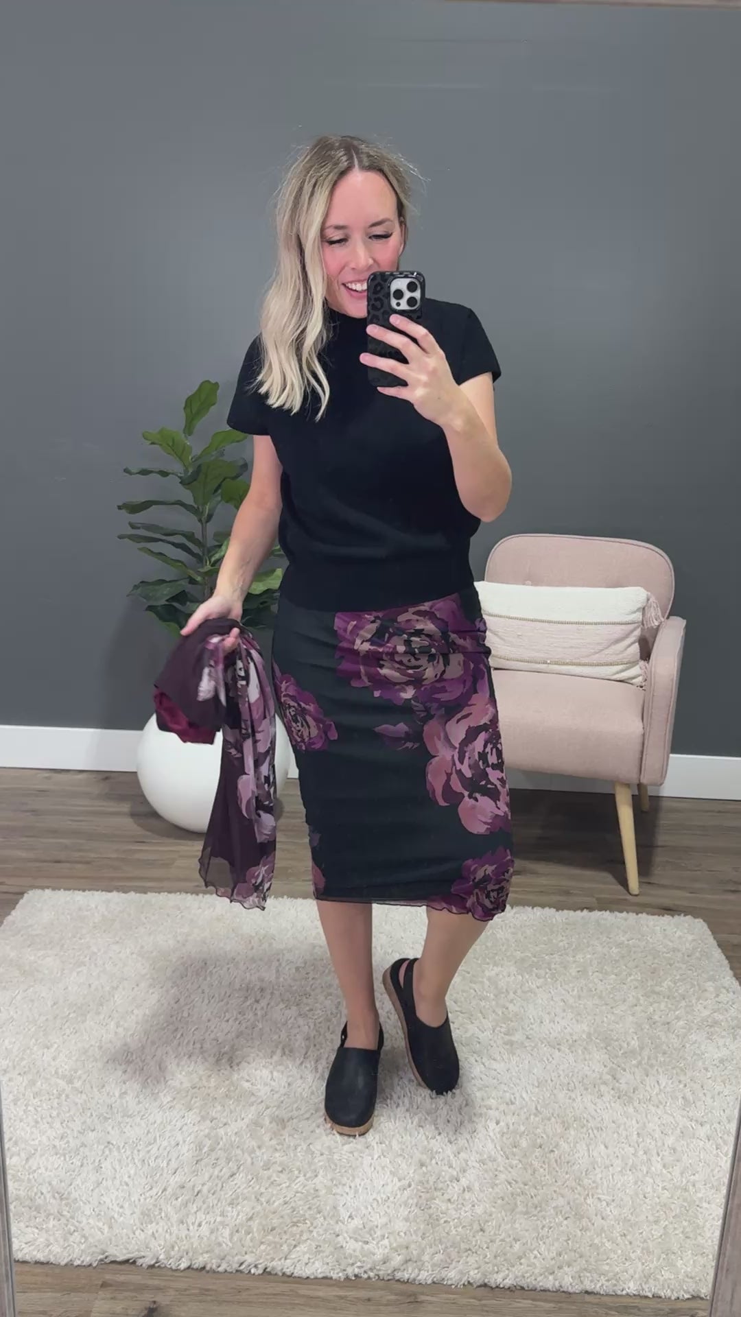 NEW! Adley Floral Mesh Skirt - Black & Mauve Sew In Love