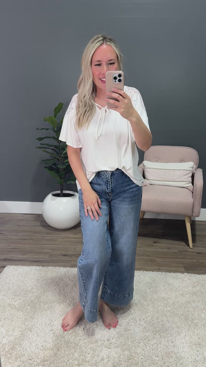 Carissa Tie Neck Lace Top - White PS Kate