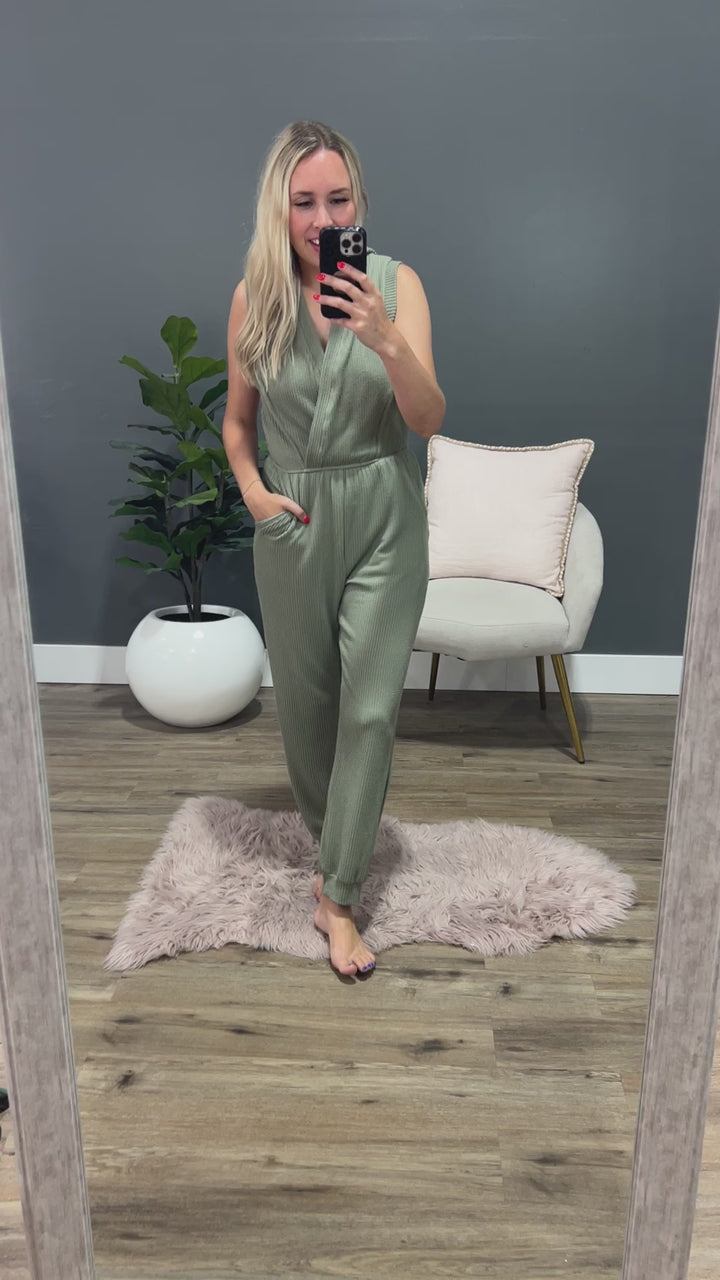 Erin Hooded Corded Jumpsuit - Light Olive FINAL SALE Ces Femme