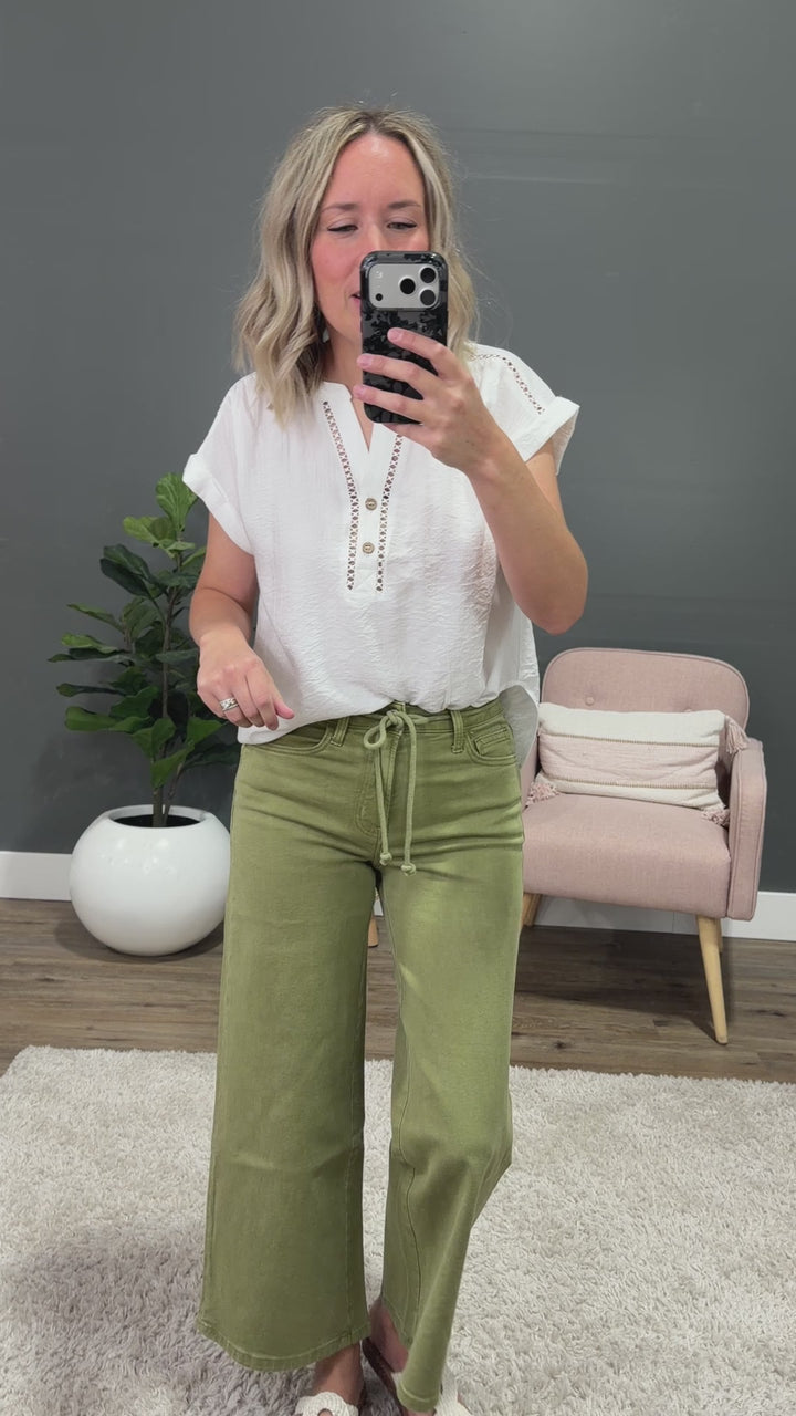 NEW! Mariah Lace Trim Top - White Mine