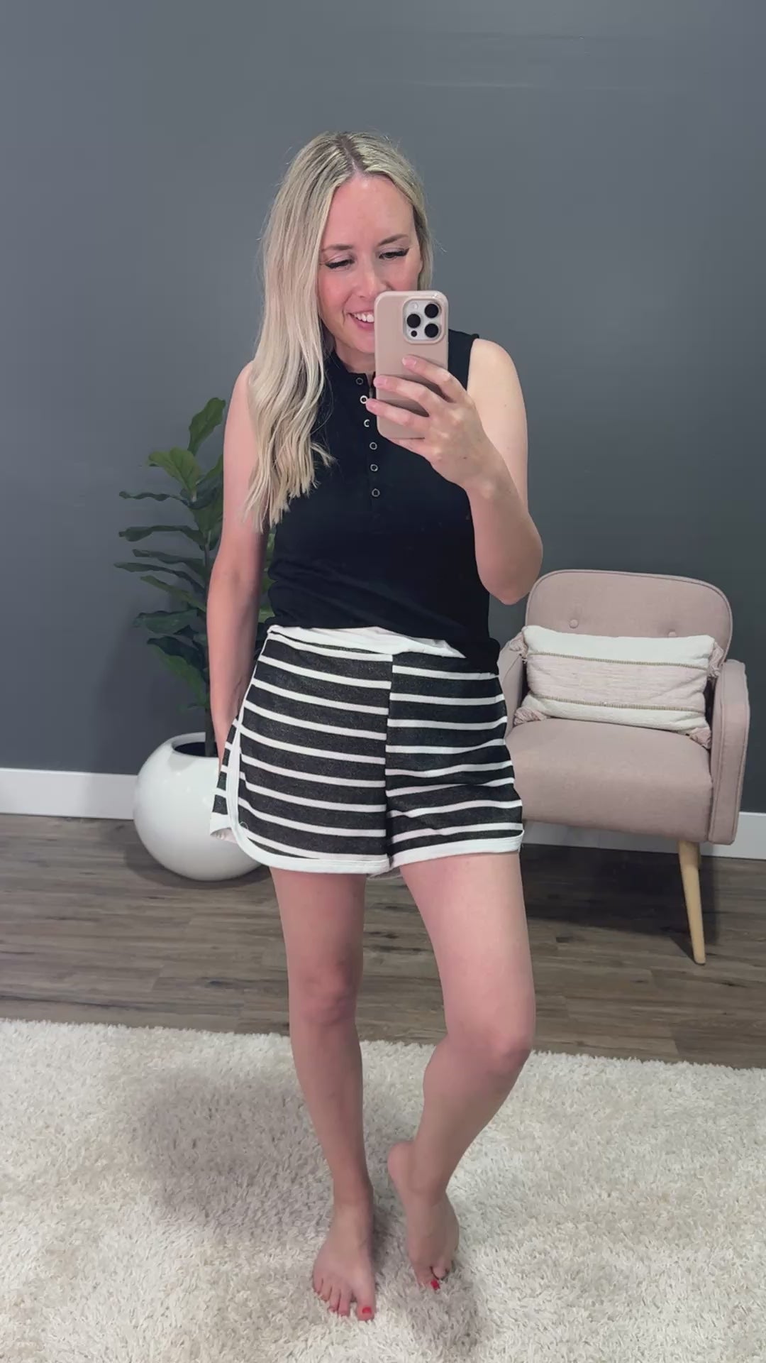 Crystal Striped Shorts - Black Lovely Melody