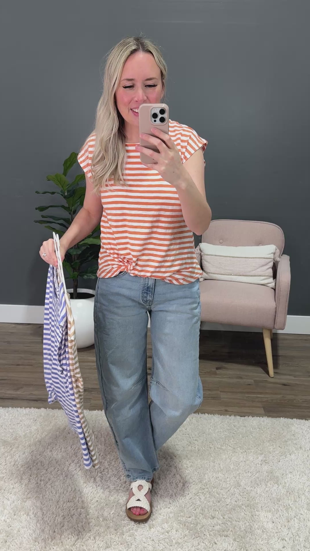 Erin Striped Twist Top - Orange Staccato