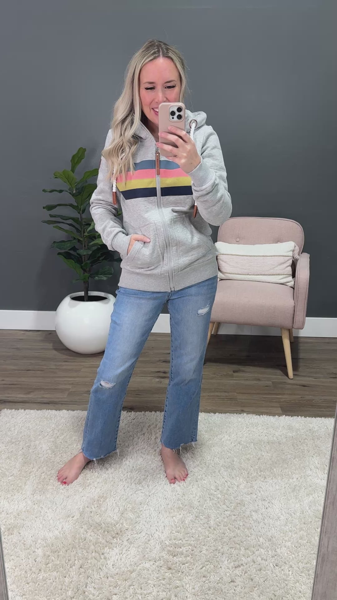 Wanakome Seastar Full Zip Hoodie - Light Heather Gray Wanakome