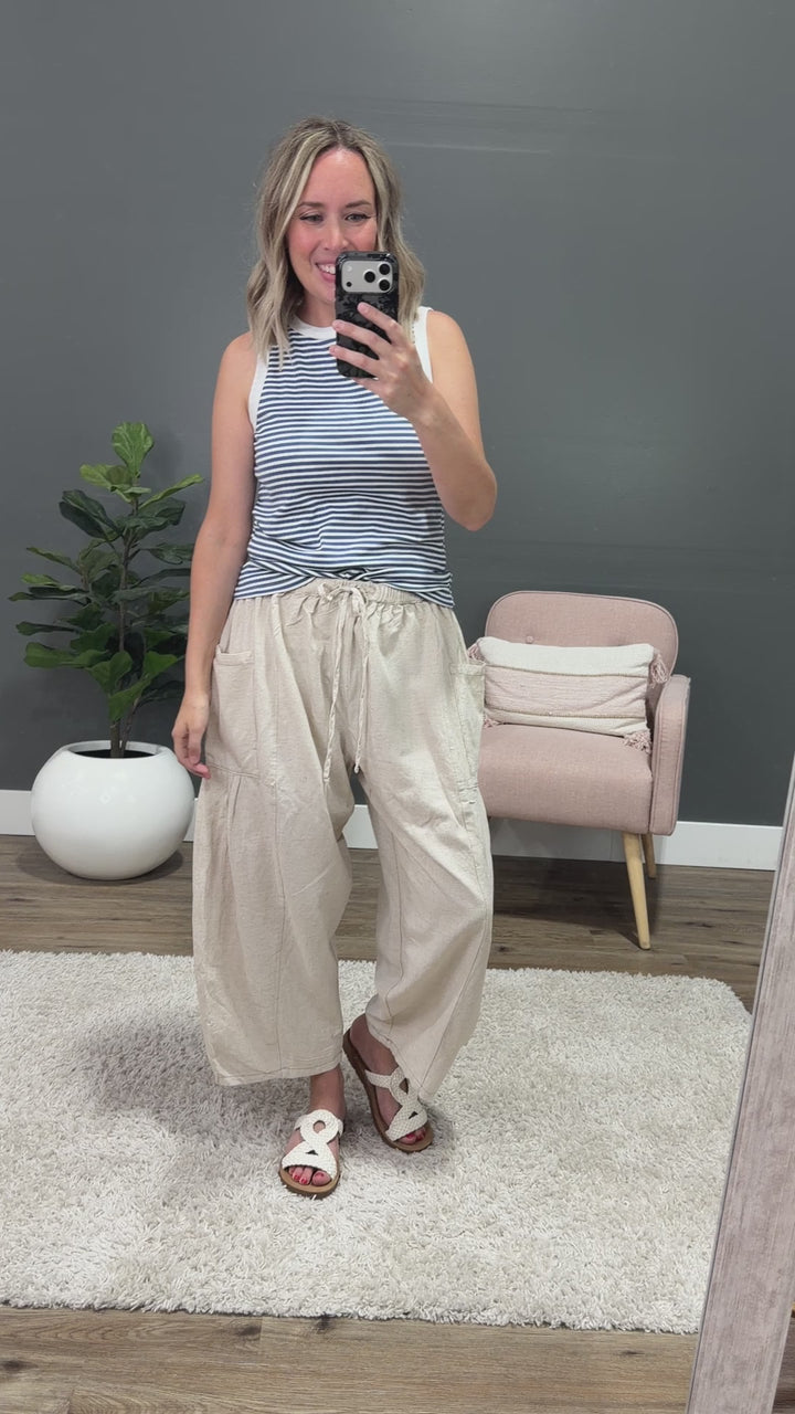 NEW! Sonya Wide Leg Linen Pants - Natural Cotierra