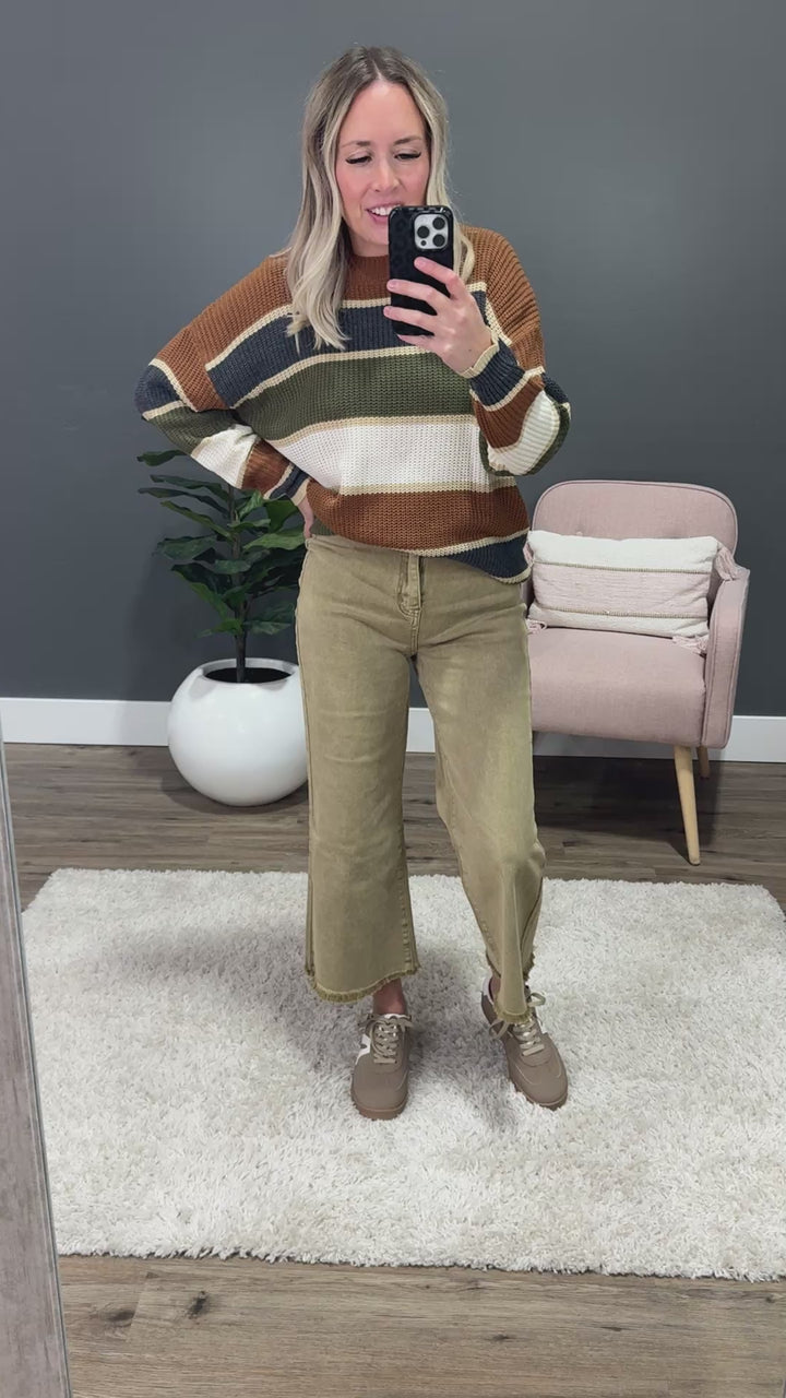 NEW! Mae Wide Leg Cropped Jeans - Light Camel