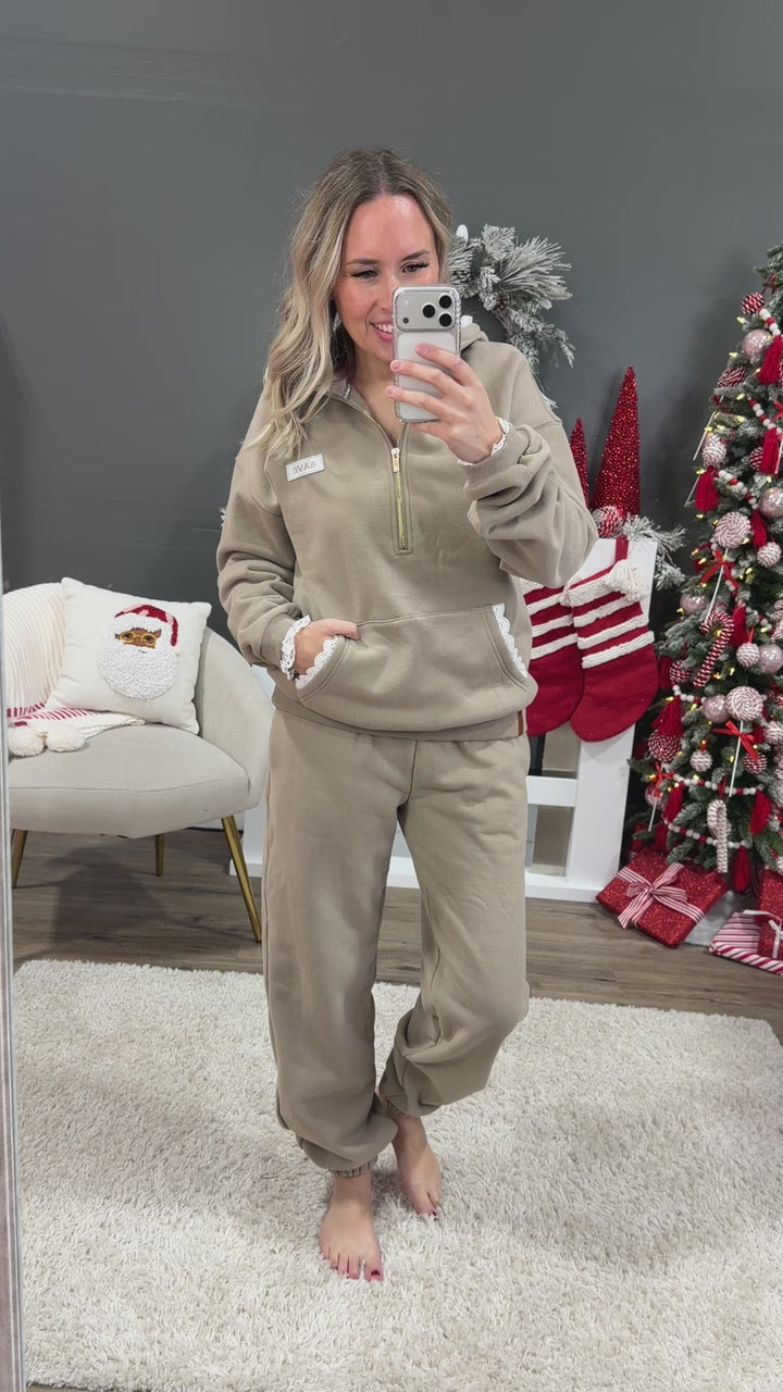 NEW! Ampersand Ave Comfort Zone HalfZip Hoodie - Mocha Lace Ampersand Ave