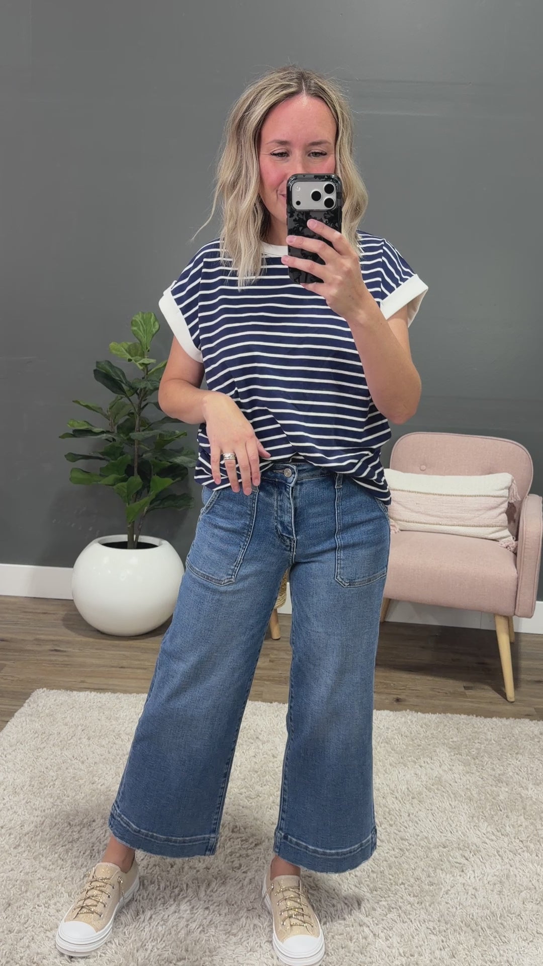 NEW! Madalyn Striped Top - Navy