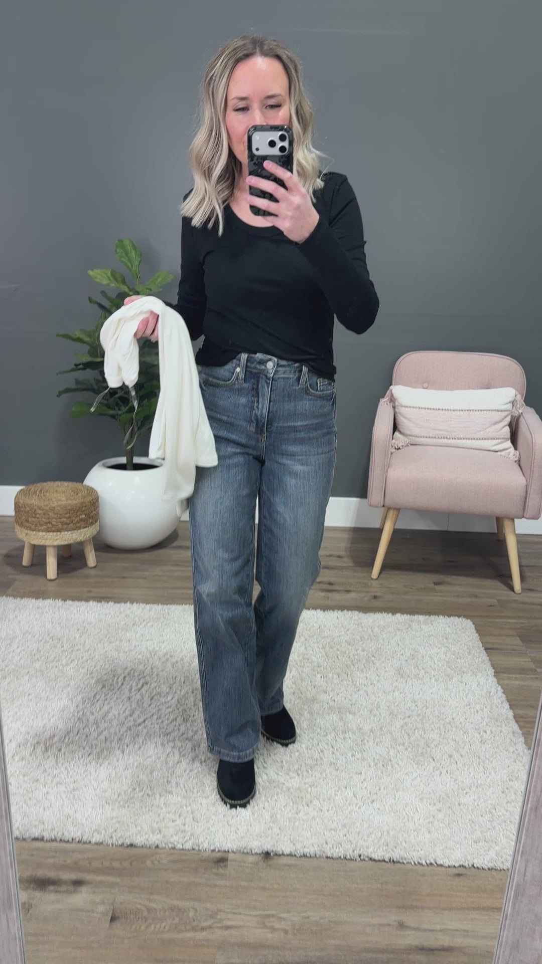 NEW! Jess Long Sleeve Knit Scoop Neck Top - Ivory